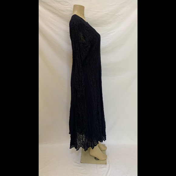 VTG Nostalgia Sz Large Navy Blue Lace Midi Dress - Picture 3 of 9